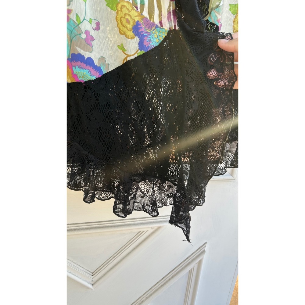Spencer Alexis Silk Blend Floral Lace Kimono Wrap Top Large Art to Wear Boho - Picture 5 of 9